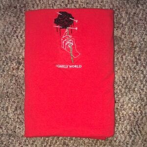 Rose embroidered “lonely world” T-Shirt